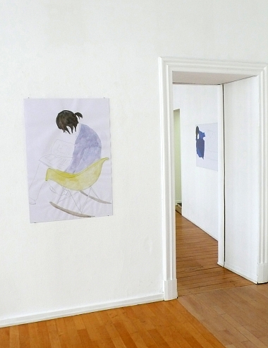 Exhibition view ZILLA LEUTENEGGER - FLAT || Rocking Chair, 2011 | Acrylic and pencil on paper | 100 x 70 cm