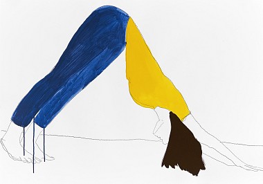 Brücke, 2007 | From the work series "Verrenkungen" | Acrylic and pencil on paper | 70 x 100 cm