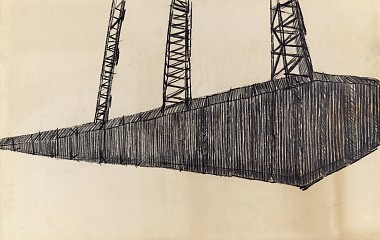 Jacques Herzog | Ohne Titel, ca. 1984 | Kohle auf Papier | 62 x 97 cm