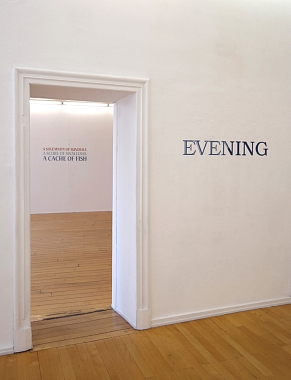 Exhibition view IAN HAMILTON FINLAY || EVENING, 1967 | A SOLEMNITY OF SUNDIALS, 1971 | Wall paintings | Unique pieces