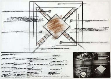 Drawing for “Middle of the World”, 1976 | B/W photographs and crayon on paper | 50 x 70 cm