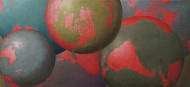 Rote Kontinente, 2003 | Oil on canvas | 34 x 74 cm