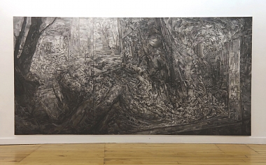 Landscape Nr. 16, 2019 | Analogue collage on canvas, 3 parts | 240 x 480 cm
