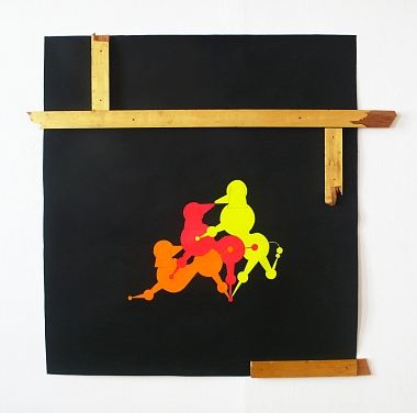 Mondo Cane Kama Sutra #14, 1983 | Acrylic and wood with gold leaf on canvas | 133 x 143 cm 