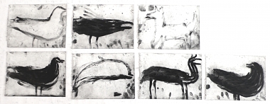 Untitled, 15.10.87 | Schwarze Kreide auf Papier, 7-teilige Serie | je 24 x 33 cm