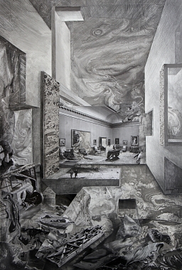 Room 7 (reflexion), 2023 | Analoge Collage, Bleistift, Kreide | und Wasserzeichnung auf Papier | 74 x 49,5 cm